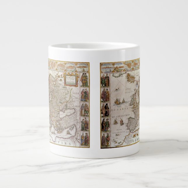 Antique Karta of Europe av Willem Jansz Blaeu, c16 Jumbo Mugg (Framsidan)