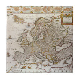 Antique Karta of Europe av Willem Jansz Blaeu, c16 Kakelplatta