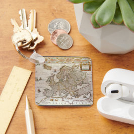 Antique Karta of Europe av Willem Jansz Blaeu, c16 Nyckelring