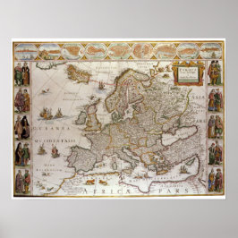 Antique Karta of Europe av Willem Jansz Blaeu, c16 Poster