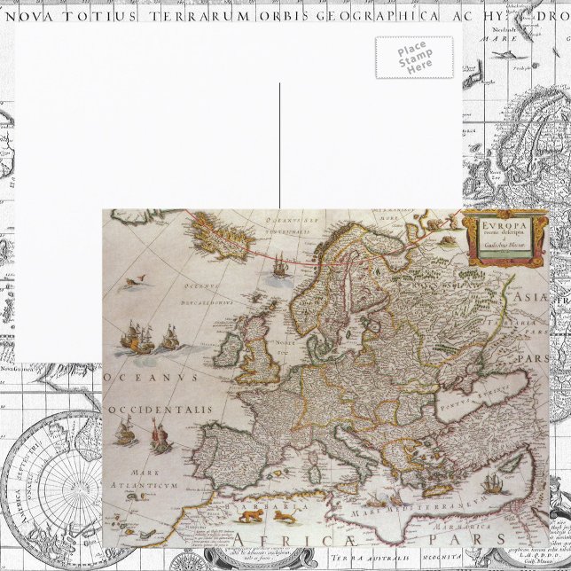 Antique Karta of Europe av Willem Jansz Blaeu, c16 Vykort (Skapare uppladdad)