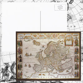 Antique Karta of Europe av Willem Jansz Blaeu, c16 Vykort