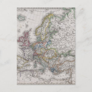 Antique Karta of Europe Circa 1862 Vykort