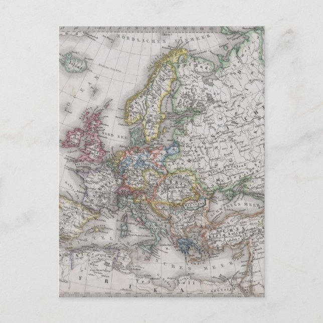 Antique Karta of Europe Circa 1862 Vykort (Framsida)