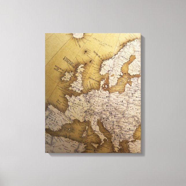 Antique karta of europe. Gamla världen. Canvastryck (Framsida)