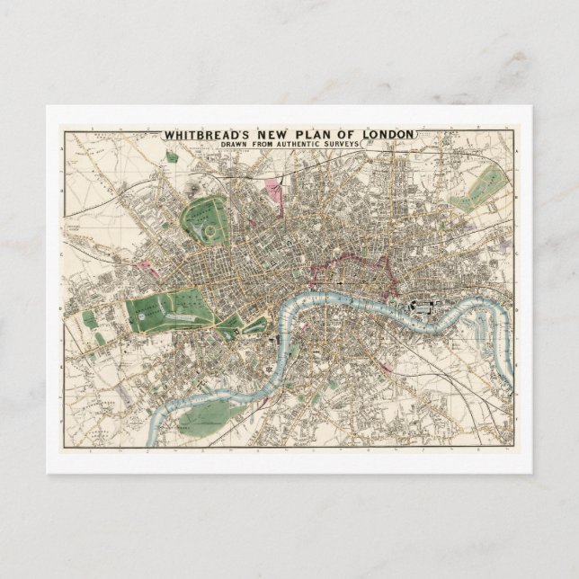 Antique Karta of London Postcard Vykort (Framsida)