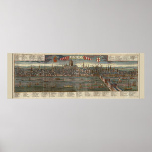 Antique Karta of London Print Poster