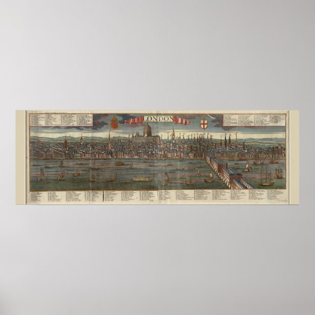 Antique Karta of London Print Poster (Framsidan)