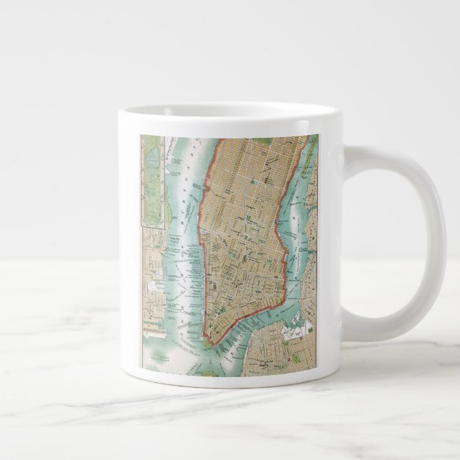 Antique Karta of Lower Manhattan and Central Park Jumbo Mugg (Höger)