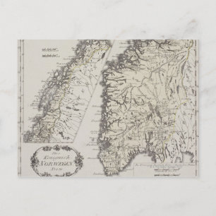 Antique Karta of Norge Vykort