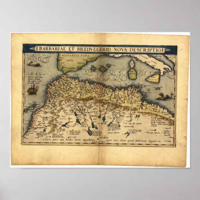 Antique Karta of North Afrika ORTELIUS ATLAS 1570  Poster (Framsidan)