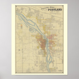 Antique Karta of Portland, Oregon Poster