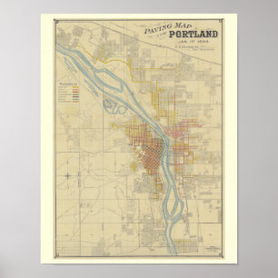 Antique Karta of Portland, Oregon Poster