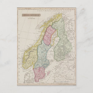 Antique Karta of Sverige Vykort
