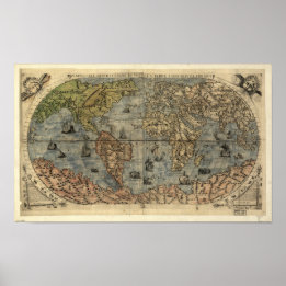 Antique Karta of the World sedan 1565 Poster
