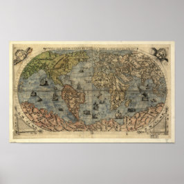Antique Karta of the World sedan 1565 Poster