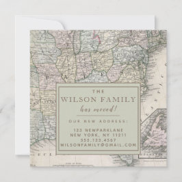 Antique Karta of United Stater Flytta Annocement Inbjudningar