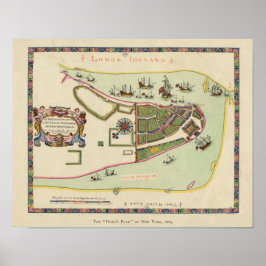 Antique Karta på Long Island New York Poster