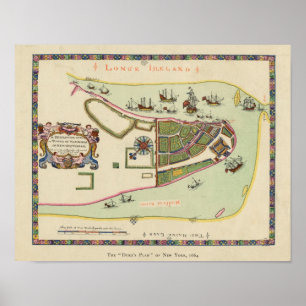 Antique Karta på Long Island New York Poster