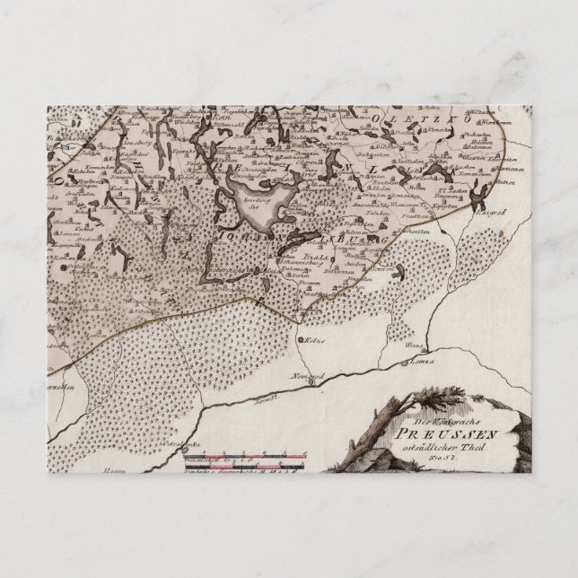 Antique Karta Prussia/Poland Masuria Sjö Sniardwy Vykort (Framsida)