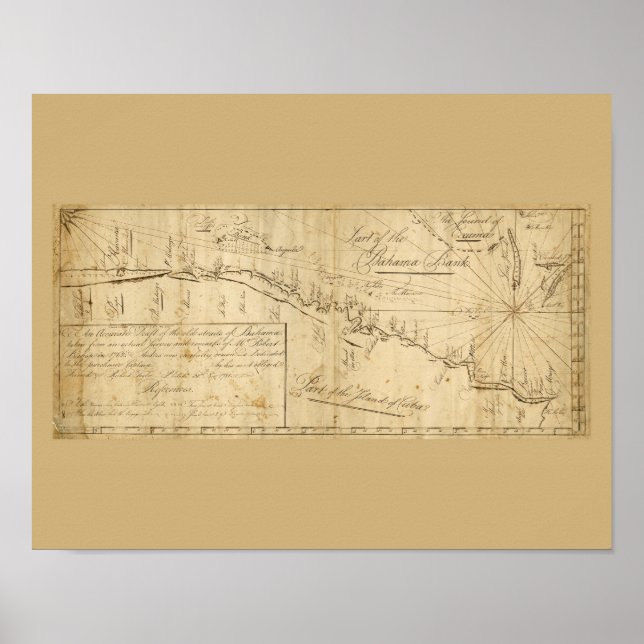 Antique Karta Straits of Bahama Nautical Chart Poster (Framsidan)