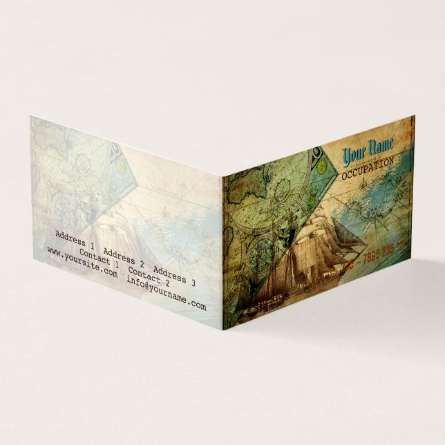 Antique Karta Vintage - Affärskort Visitkort (Utsida)