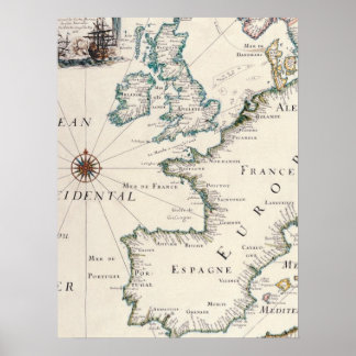 Antique Kartor of the WorldMap of EuropeMatthaus 1 Poster