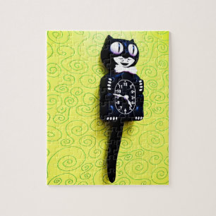 Antique kit Cat Clock Puzzle Pussel