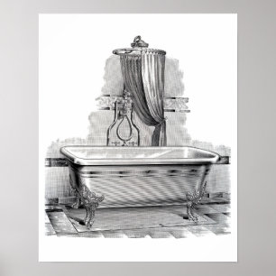 Antique Klo Feet Bathtub med Shower Poster