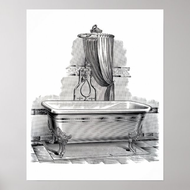 Antique Klo Feet Bathtub med Shower Poster (Framsidan)