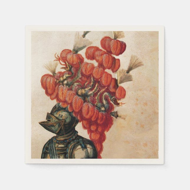 ANTIQUE KNIGHT HELMET ,DRAGONS PAPPERSSERVETT (Framsidan)