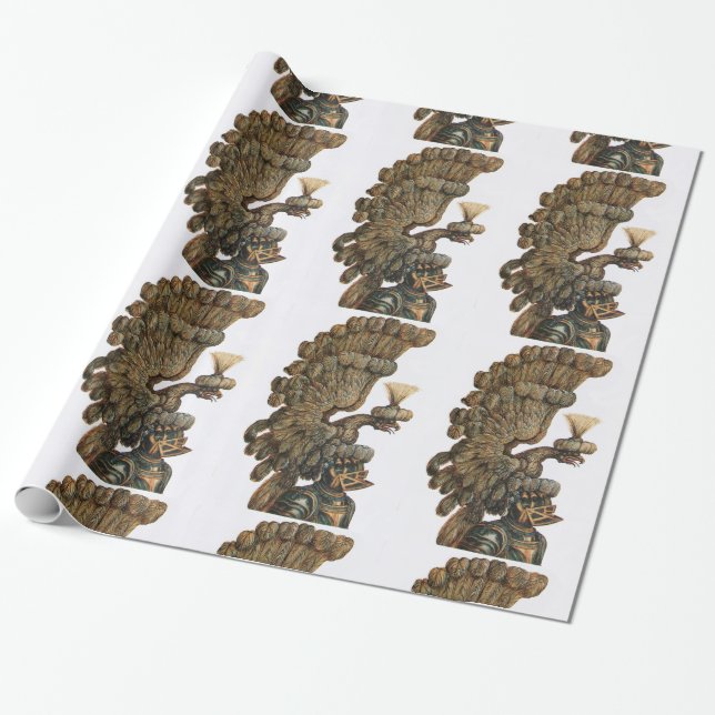 ANTIQUE KNIGHT HELMET MED EGLE PRESENTPAPPER (Utrullad)