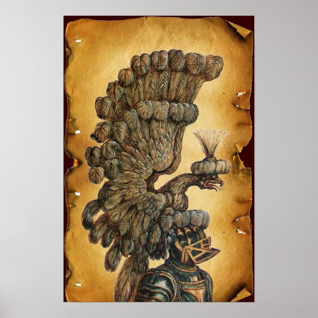 ANTIQUE KNIGHT HELMET WITH EGLE PARchMENT Poster (Framsidan)