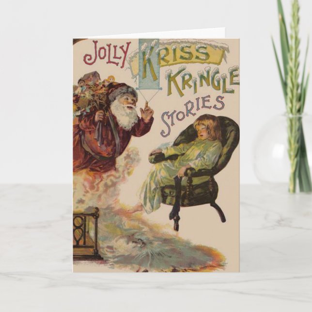 Antique Kris Kringle Sanga Claus Helgkort (Framsida)