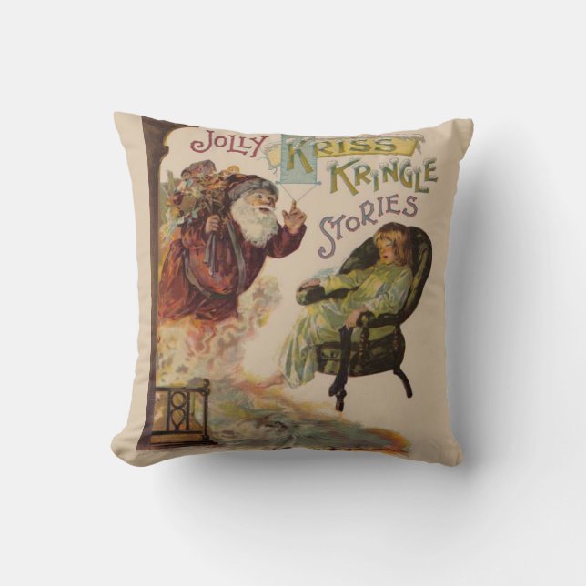 Antique Kris Kringle Sanga Claus Kudde (Framsida)