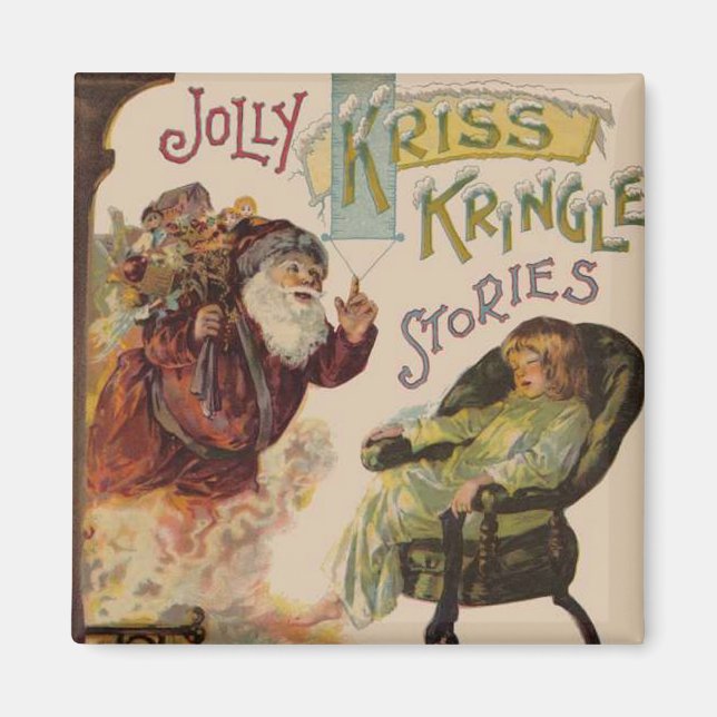 Antique Kris Kringle Sanga Claus Magnet (Framsidan)
