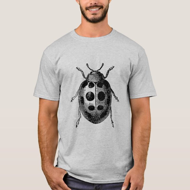 Antique Ladybug Insekt T Shirt (Framsida)