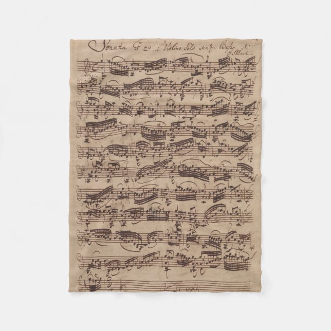 Antique Lakan Music Bach Manuscript Fleecefilt (Framsidan)