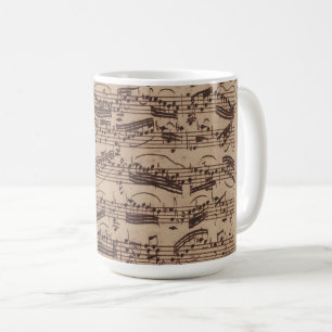 Antique Lakan Music Bach Manuscript Kaffemugg
