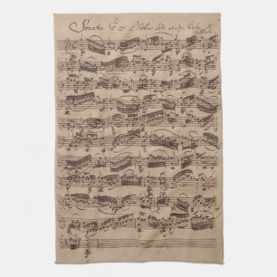 Antique Lakan Music Bach Manuscript Kökshandduk