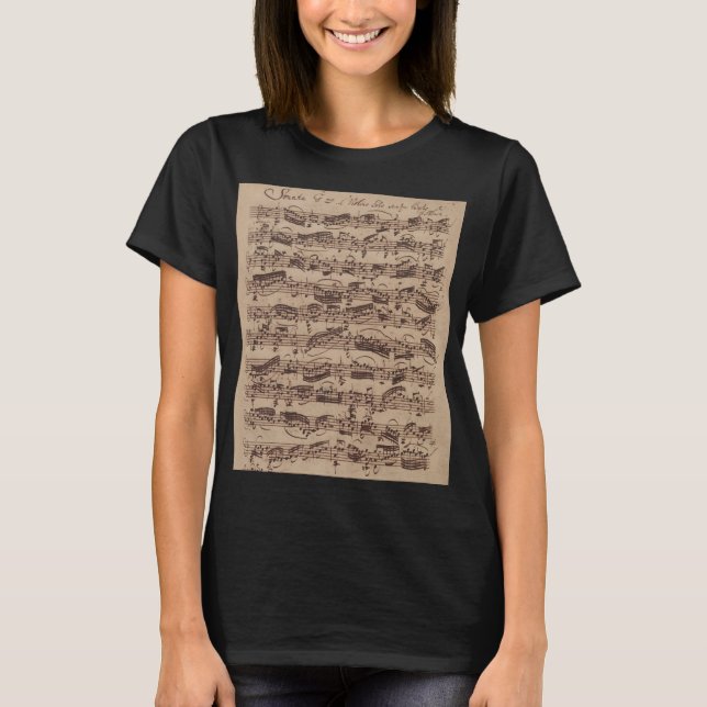 Antique Lakan Music Bach Manuscript T-Shirt (Framsida)