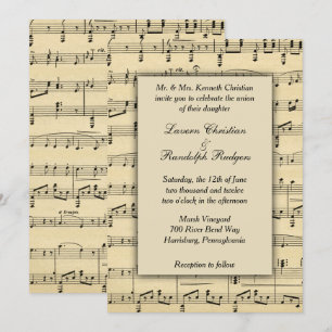 Antique Lakan Music bröllopsinbjudan Inbjudningar