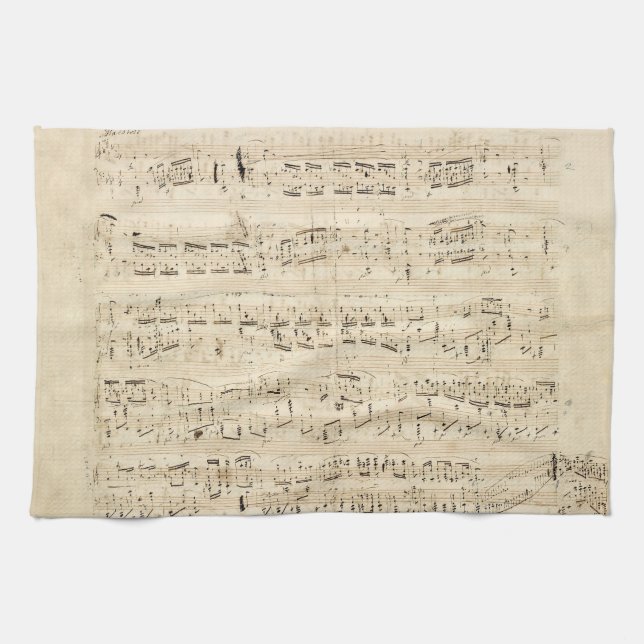 Antique Lakan Music Chopin Manuscript Kökshandduk (Horisontell)
