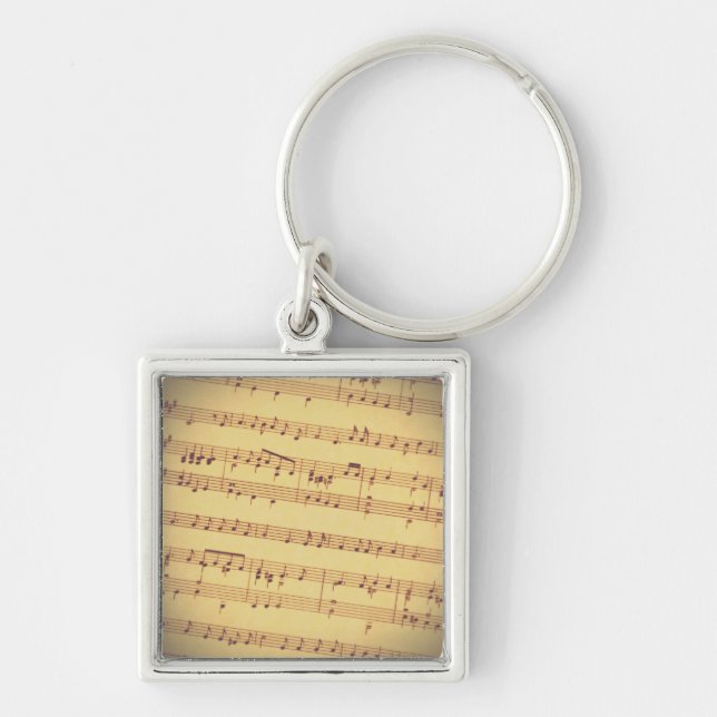 Antique Lakan Music Fyrkantig Silverfärgad Nyckelring (Framsidan)