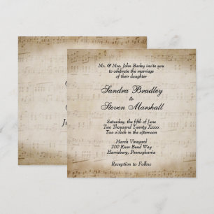 Antique Lakan Music Theme Wedding bjudande Inbjudningar