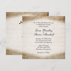 Antique Lakan Music Theme Wedding bjudande Inbjudningar