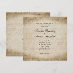 Antique Lakan Music Theme Wedding bjudande Inbjudningar