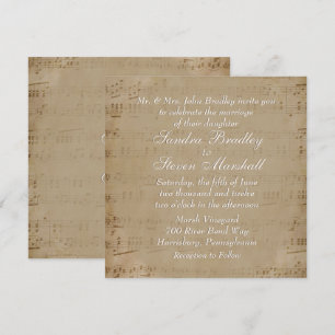 Antique Lakan Music Theme Wedding bjudande Inbjudningar