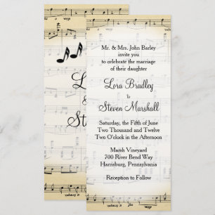 Antique Lakan Music Theme Wedding bjudande Inbjudningar