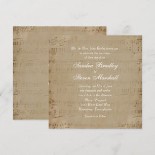 Antique Lakan Music Theme Wedding bjudande Inbjudningar